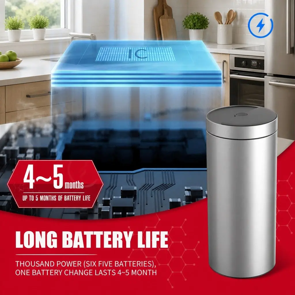 40L Automatic Sensing Kitchen Trash Can Touchless Stainless Steel Waste Bin