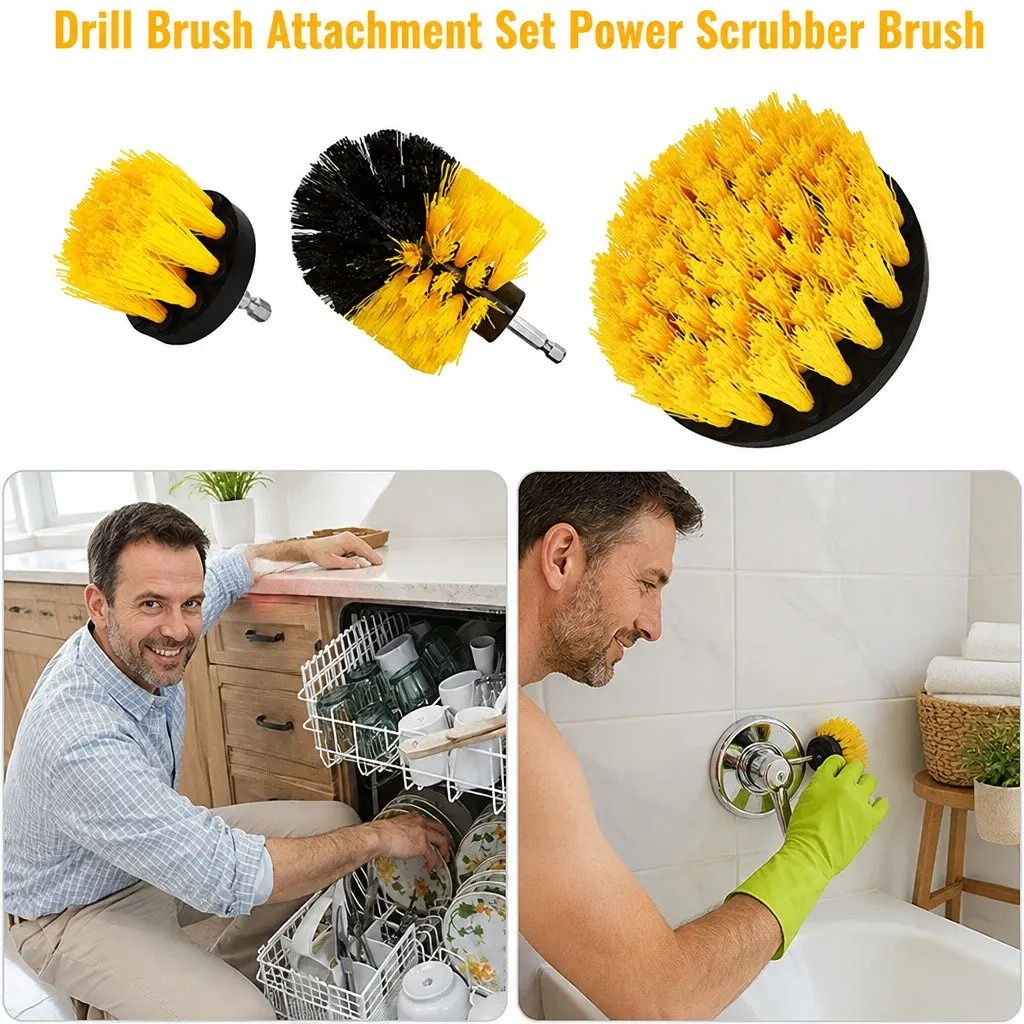 Electric Drill Cleaning Brush Head Set Bathroom Kitchen Scrubber Tool 2 3.5 4 Inch