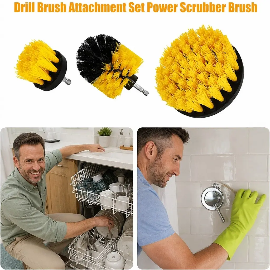 Electric Drill Cleaning Brush Head Set Three-Piece Bathroom Kitchen Scrubber 2 3.5 4 Inch