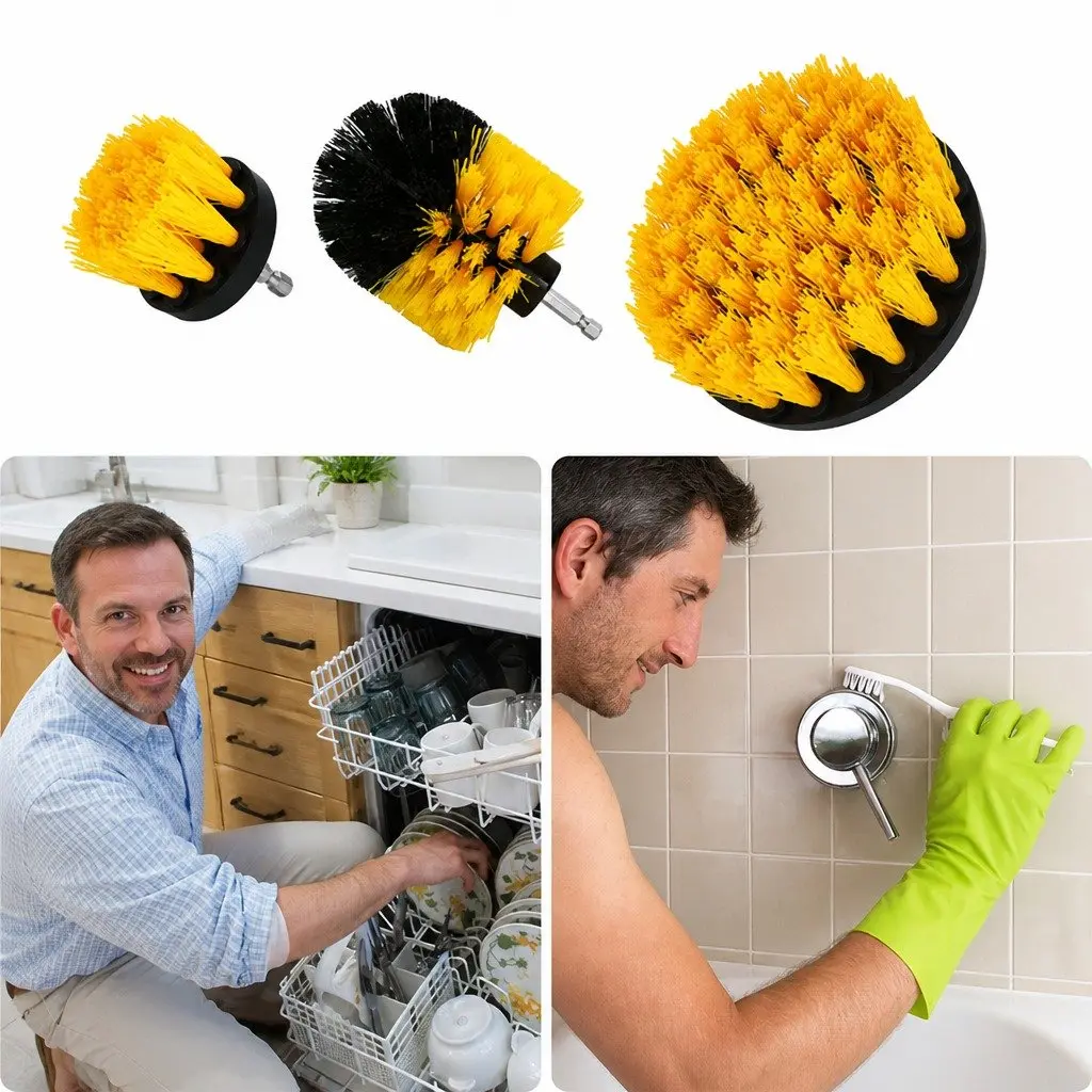 Electric Drill Cleaning Brush Set Three-Piece Bathroom Kitchen Tool Kit 2 3.5 4 Inch