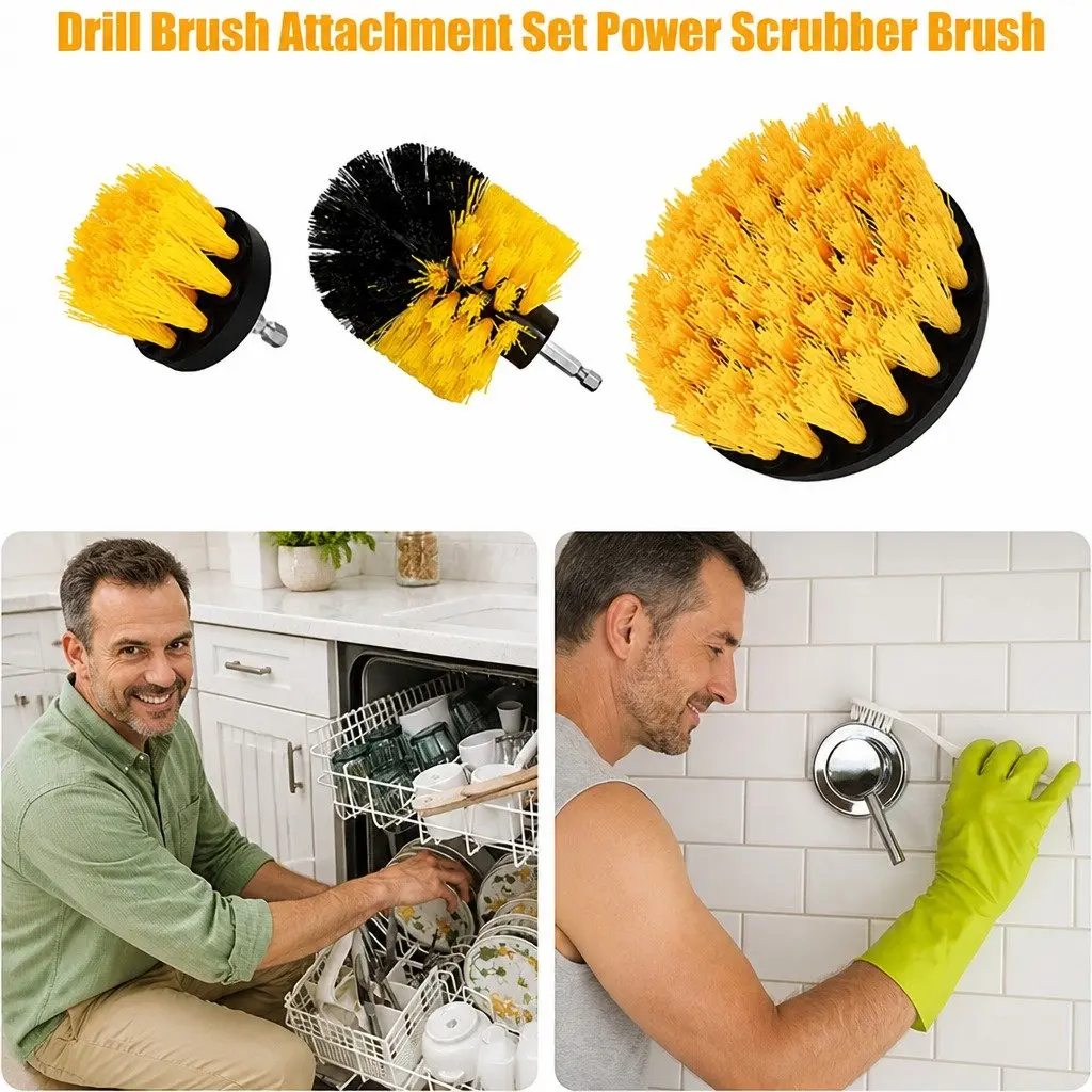 Electric Drill Cleaning Brush Head Set Bathroom Kitchen Three-Piece Attachment 2 3.5 4 Inch