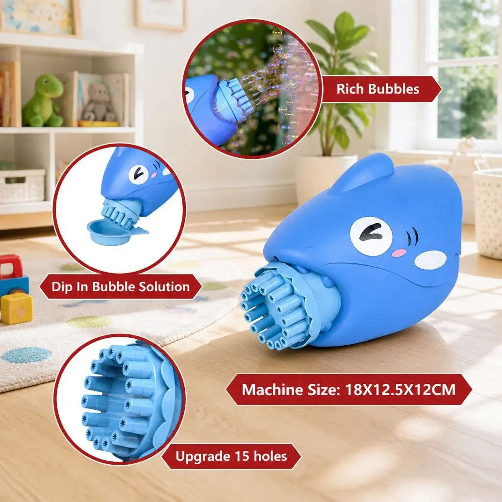 Bubble Gun Toy for Outdoor Use 15 Hole Hand-Held Automatic Machine