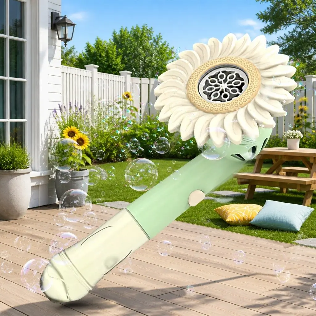 Handheld Bubble Machine Sunflower Summer Kids Water Toys Green Outdoor Fun