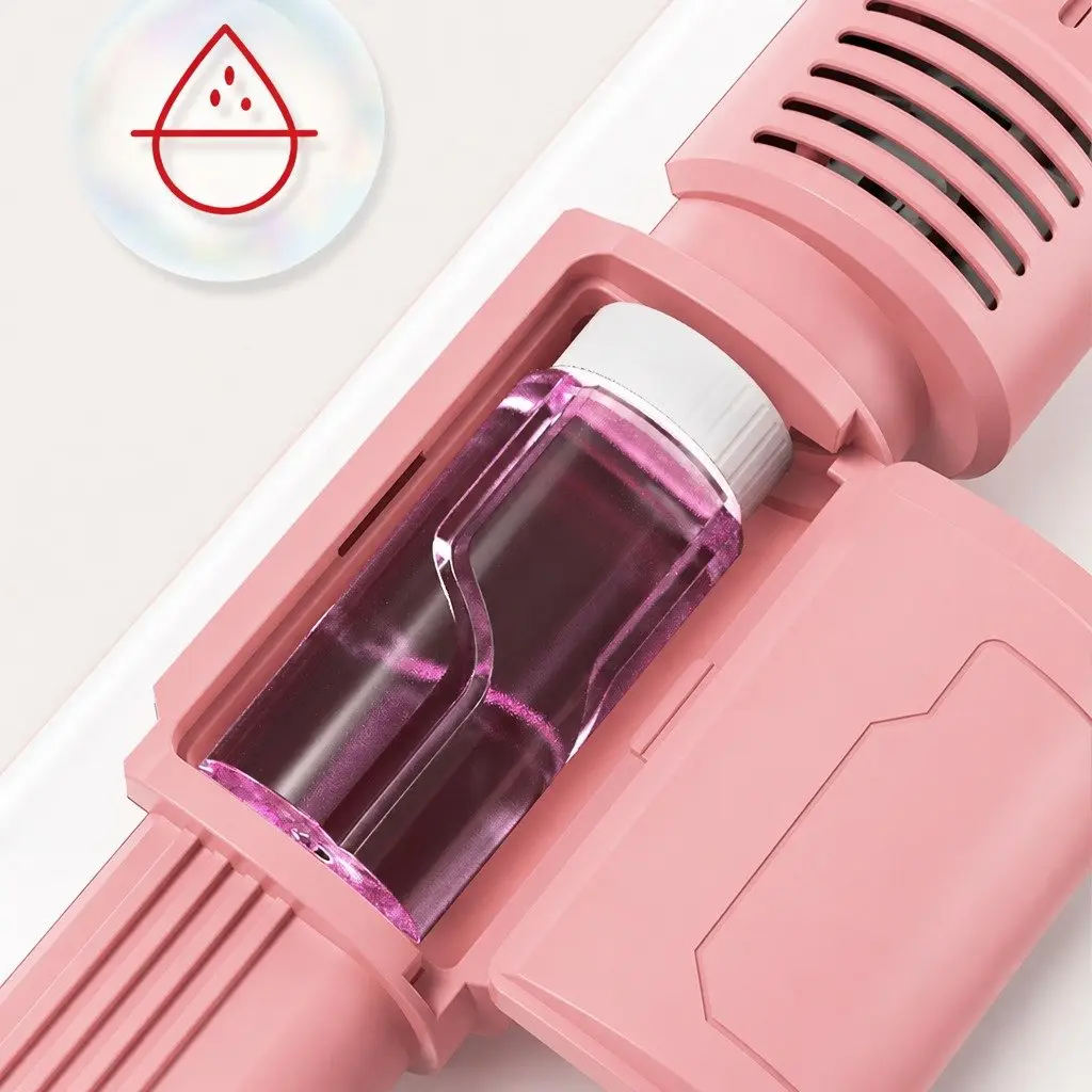 Automatic Bubble Machine Hand-Held Electric Spray Gun Toy 10-Hole Pink