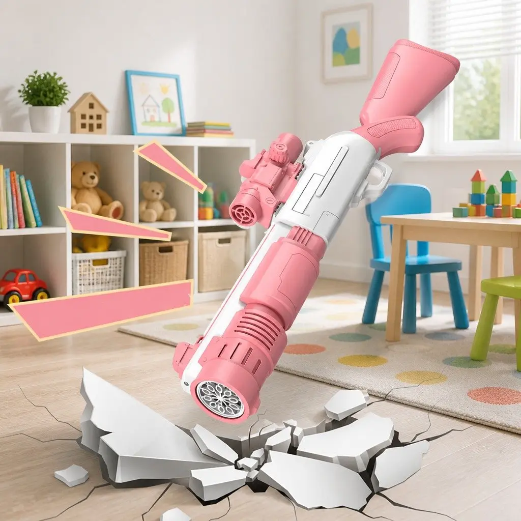 Automatic Bubble Machine Hand-Held Electric Spray Gun Toy 10-Hole Pink