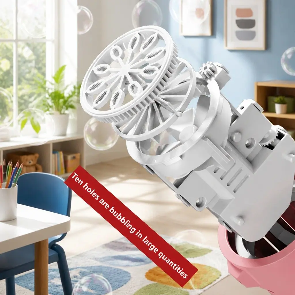 Automatic Bubble Machine Hand-Held Spray Gun Electric 10-Hole Toy