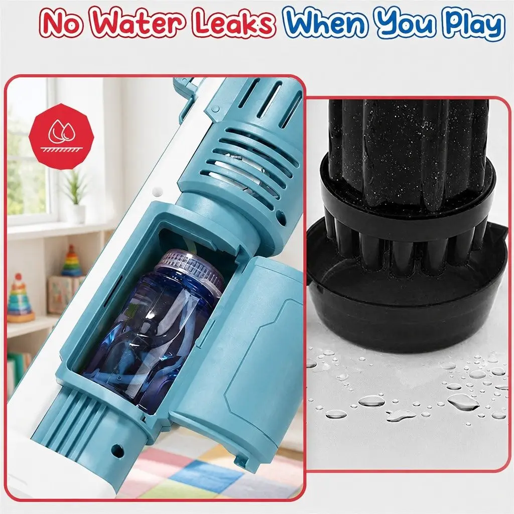 Automatic Bubble Machine Hand-Held Spray Gun Electric 10-Hole Toy
